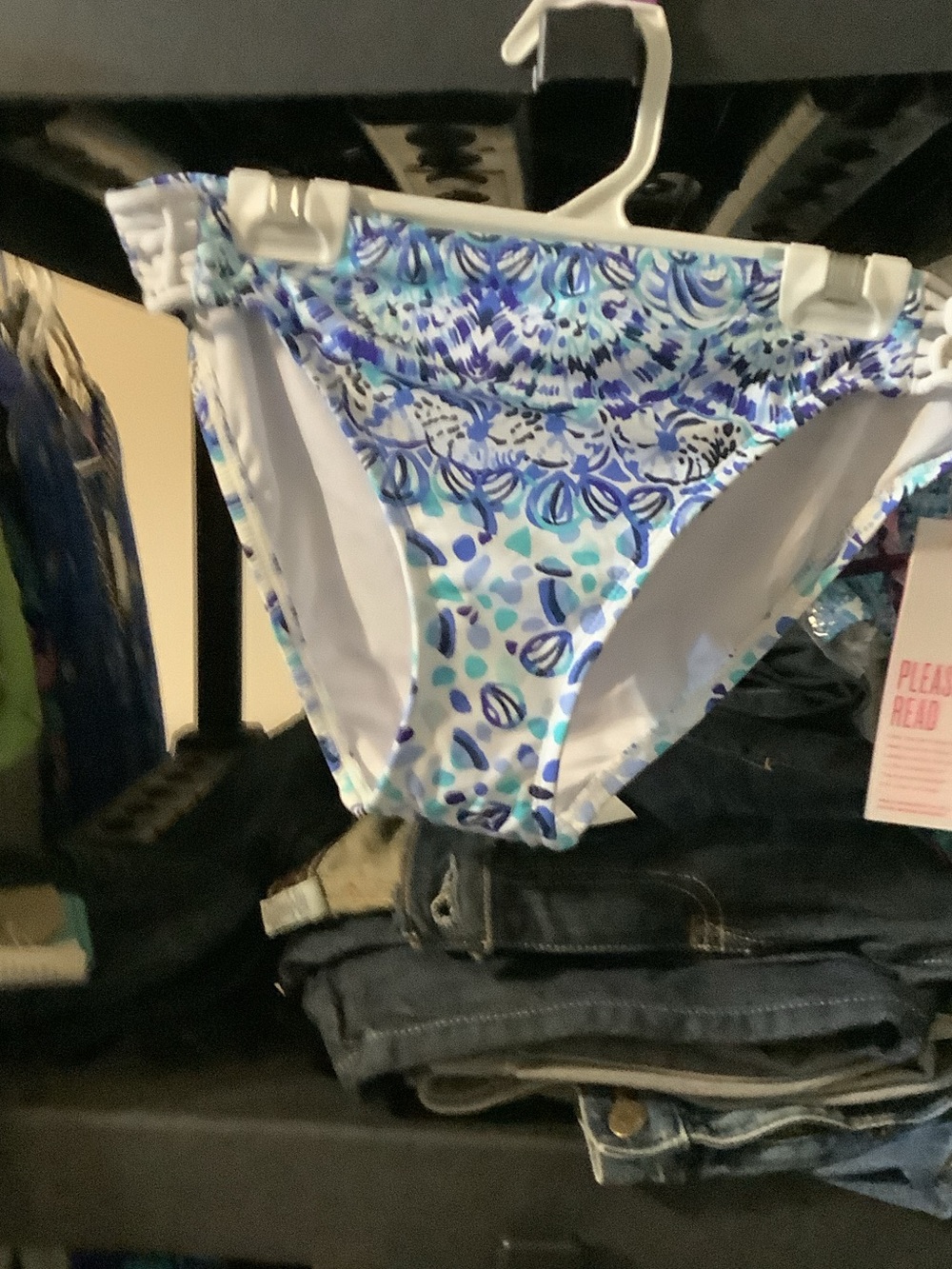 Lilly Pulitzer Blue & White Patterned lattice Swim Bottoms‎